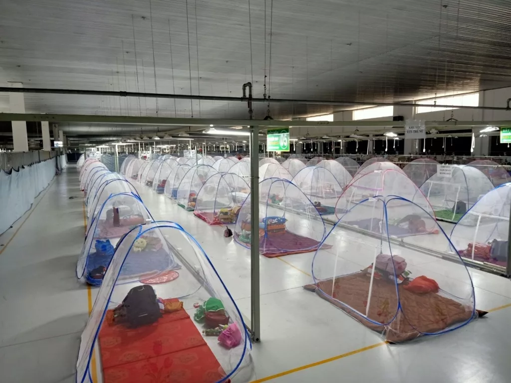 Image of factory worker tents